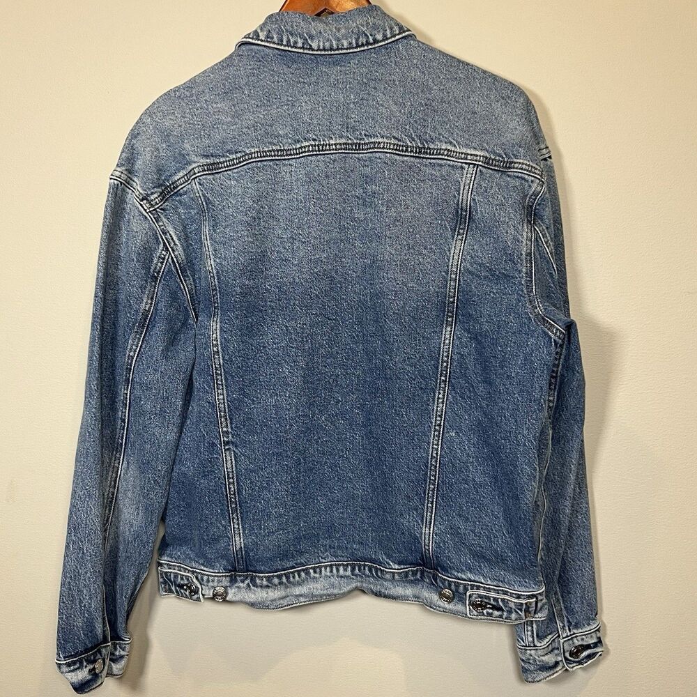 Classic Blue Denim Trucker Jean Jacket Womens M Grunge Basic Casual Express - Picture 3 of 16